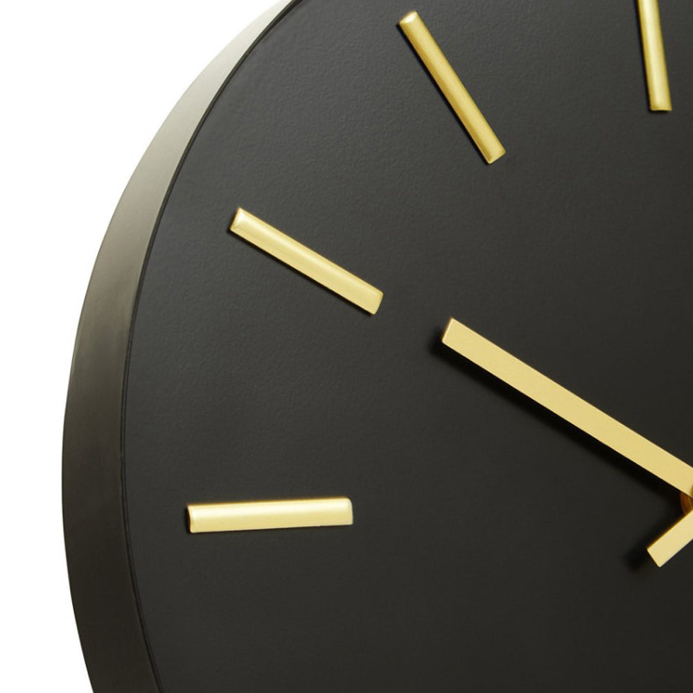 Olivia's Soft Industrial Collection - Vitas Metal Wall Clock in Black & Gold