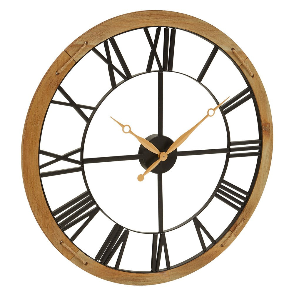 Olivia's Soft Industrial Collection - Vita Skeleton Metal Wall Clock in Black & Gold