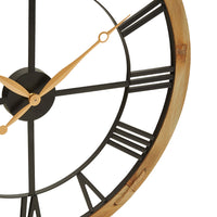 Olivia's Soft Industrial Collection - Vita Skeleton Metal Wall Clock in Black & Gold