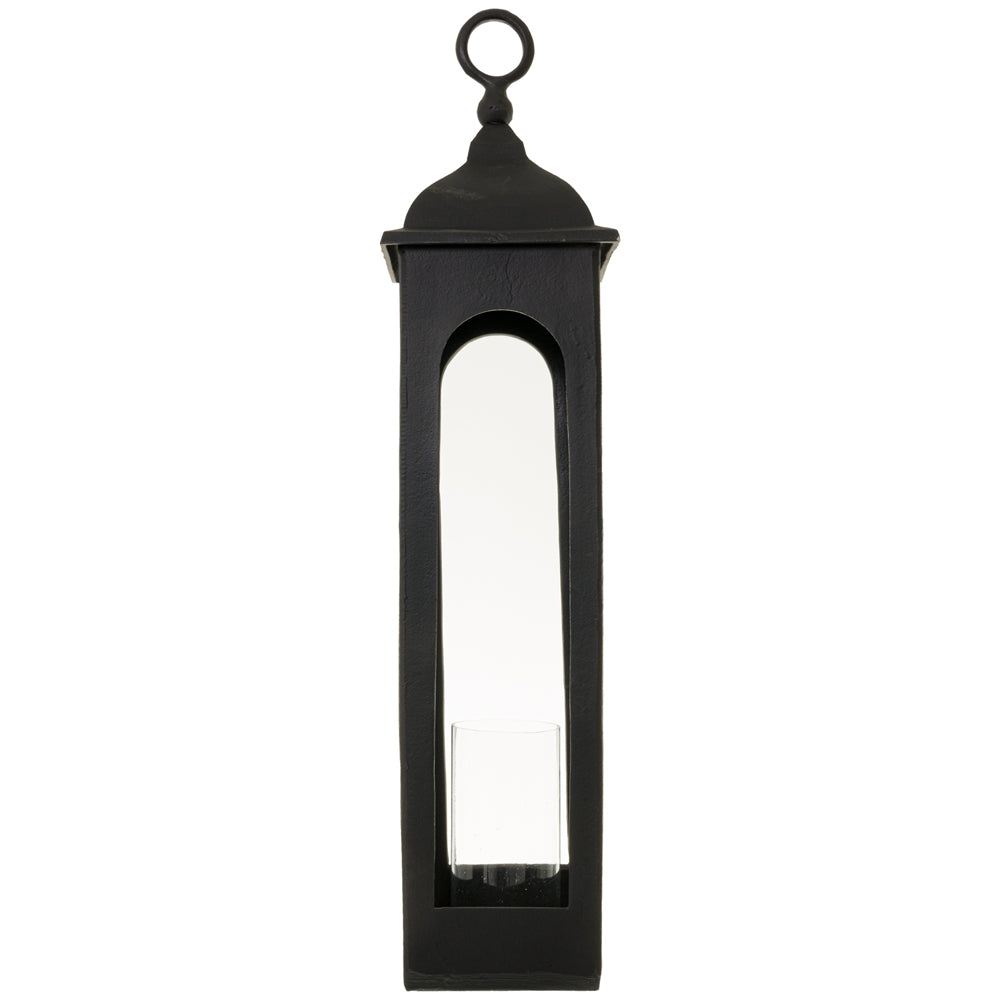 Hill Interiors Farrah Collection Cast Tall Loop Top Lantern in Black