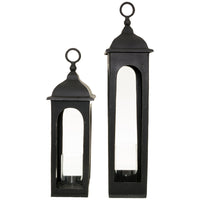 Hill Interiors Farrah Collection Cast Tall Loop Top Lantern in Black