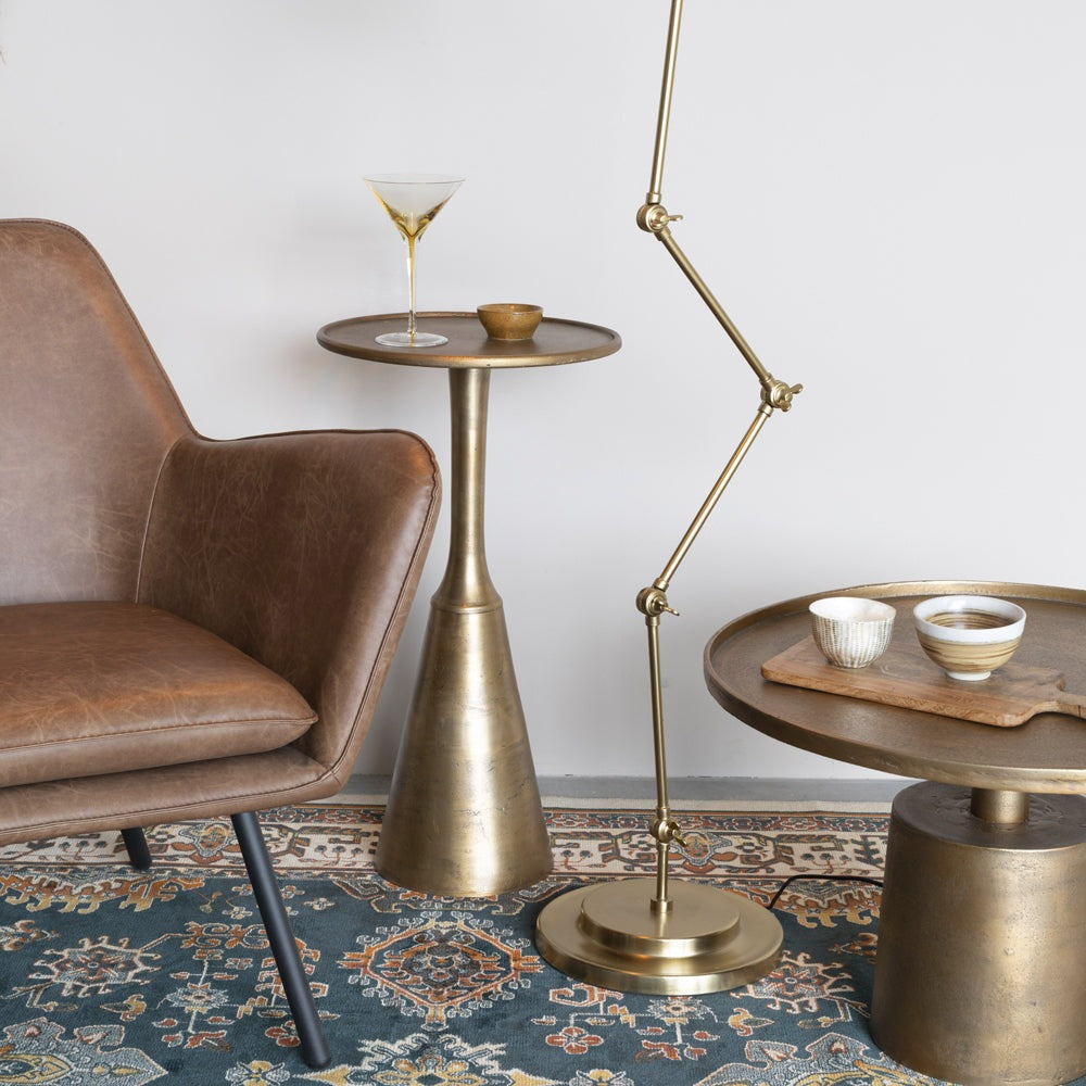 Olivia's Nordic Living Collection - Nilsen Side Table in Antique Brass