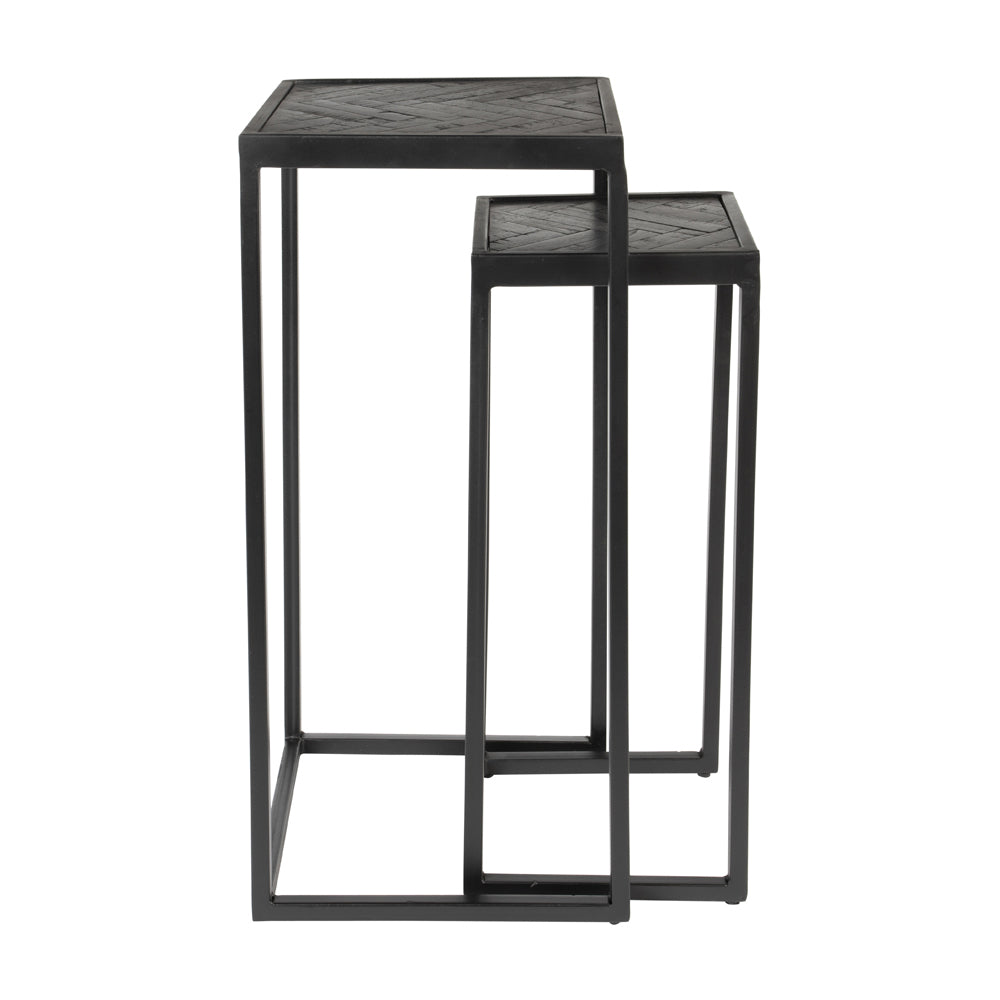 Olivia's Nordic Living Collection Set of 2 Parkes Side Tables in High Black