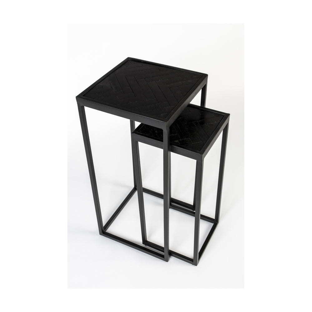 Olivia's Nordic Living Collection Set of 2 Parkes Side Tables in High Black