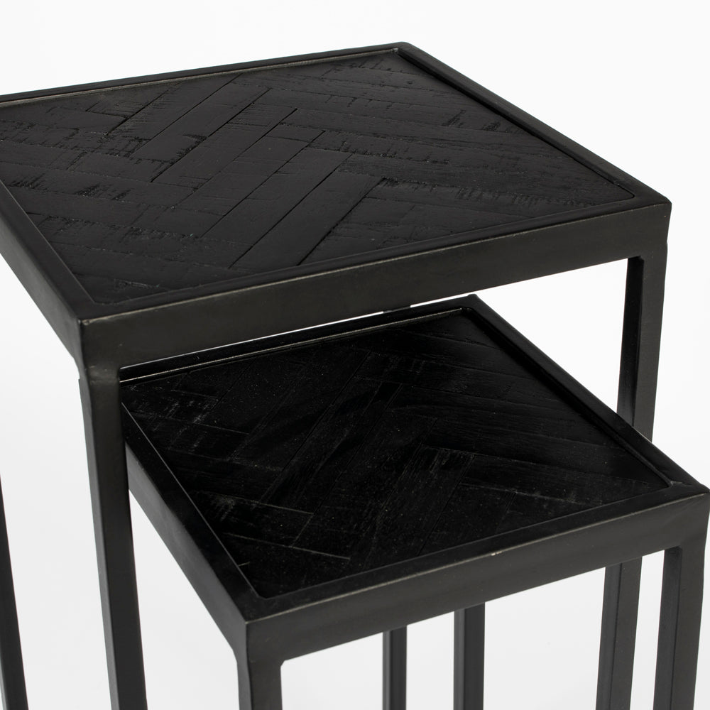 Olivia's Nordic Living Collection Set of 2 Parkes Side Tables in High Black