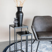 Olivia's Nordic Living Collection Set of 2 Parkes Side Tables in High Black