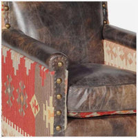 Andrew Martin Marlborough Kilim Fudge Leather Armchair