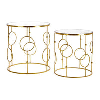 Olivia's Set of 2 Artimis Side Tables with Mirror Top & Gold Metal Frame