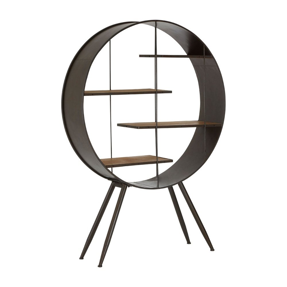 Olivia's Terra Metal & Wood Round Shelf Unit