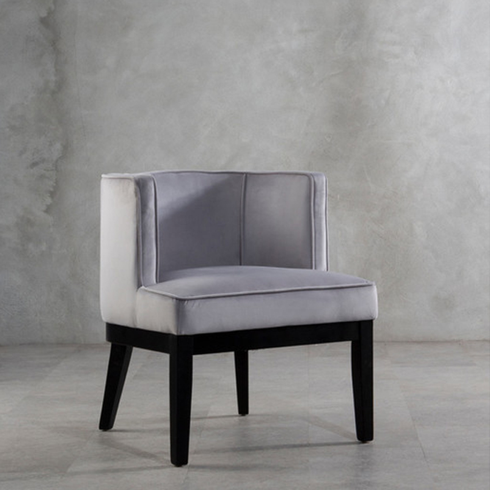  Premier-Olivia's Luxe Collection - Daxi Rounded Light Grey Velvet Chair-Grey 933 