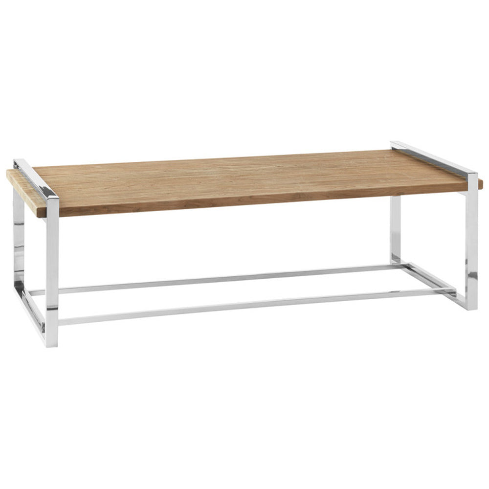  Premier-Olivia's Otti Elm Wooden Coffee Table With Stainless Steel Base-Silver 653 