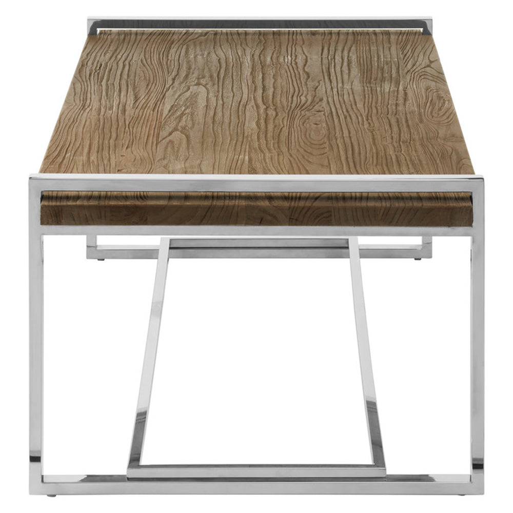  Premier-Olivia's Otti Elm Wooden Coffee Table With Stainless Steel Base-Silver 421 