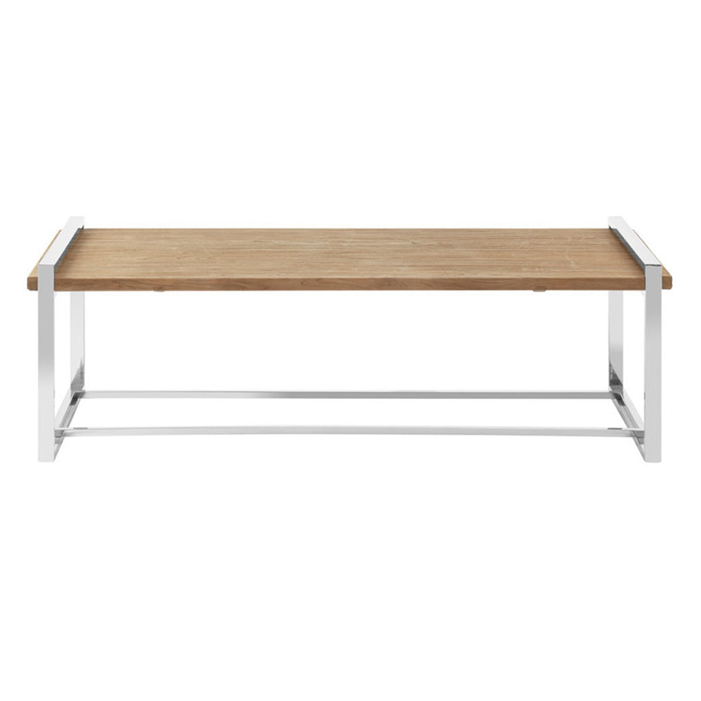  Premier-Olivia's Otti Elm Wooden Coffee Table With Stainless Steel Base-Silver 493 