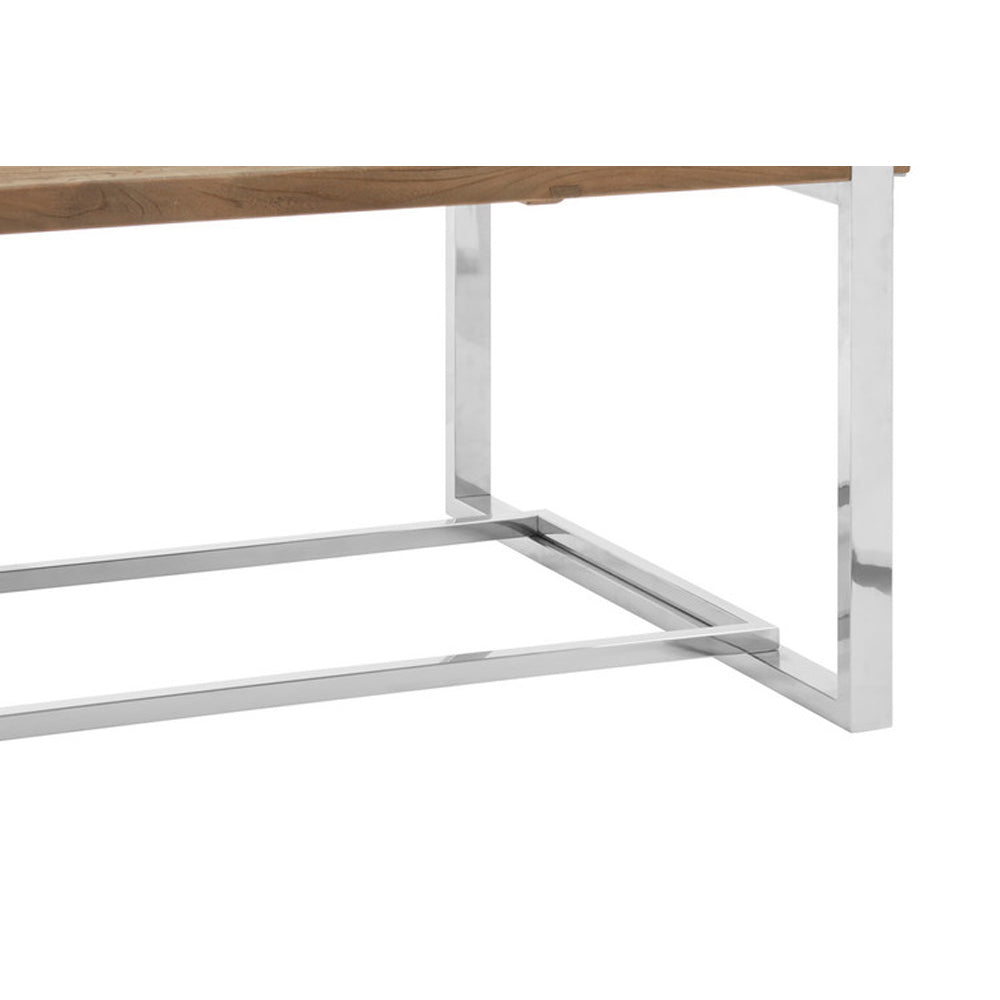 Olivia's Otti Elm Wooden Coffee Table With Stainless Steel Base