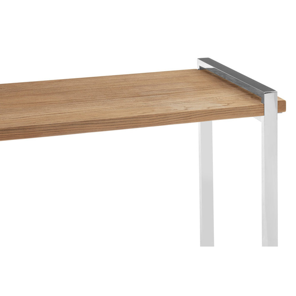 Premier-Olivia's Otti Elm Wooden Console Table With Stainless Steel Base-Silver 557 