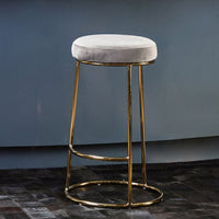 Olivia's Minerva Bar Stool in Grey Velvet & Gold