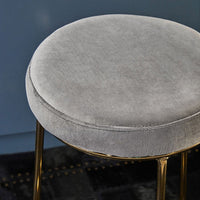 Olivia's Minerva Bar Stool in Grey Velvet & Gold