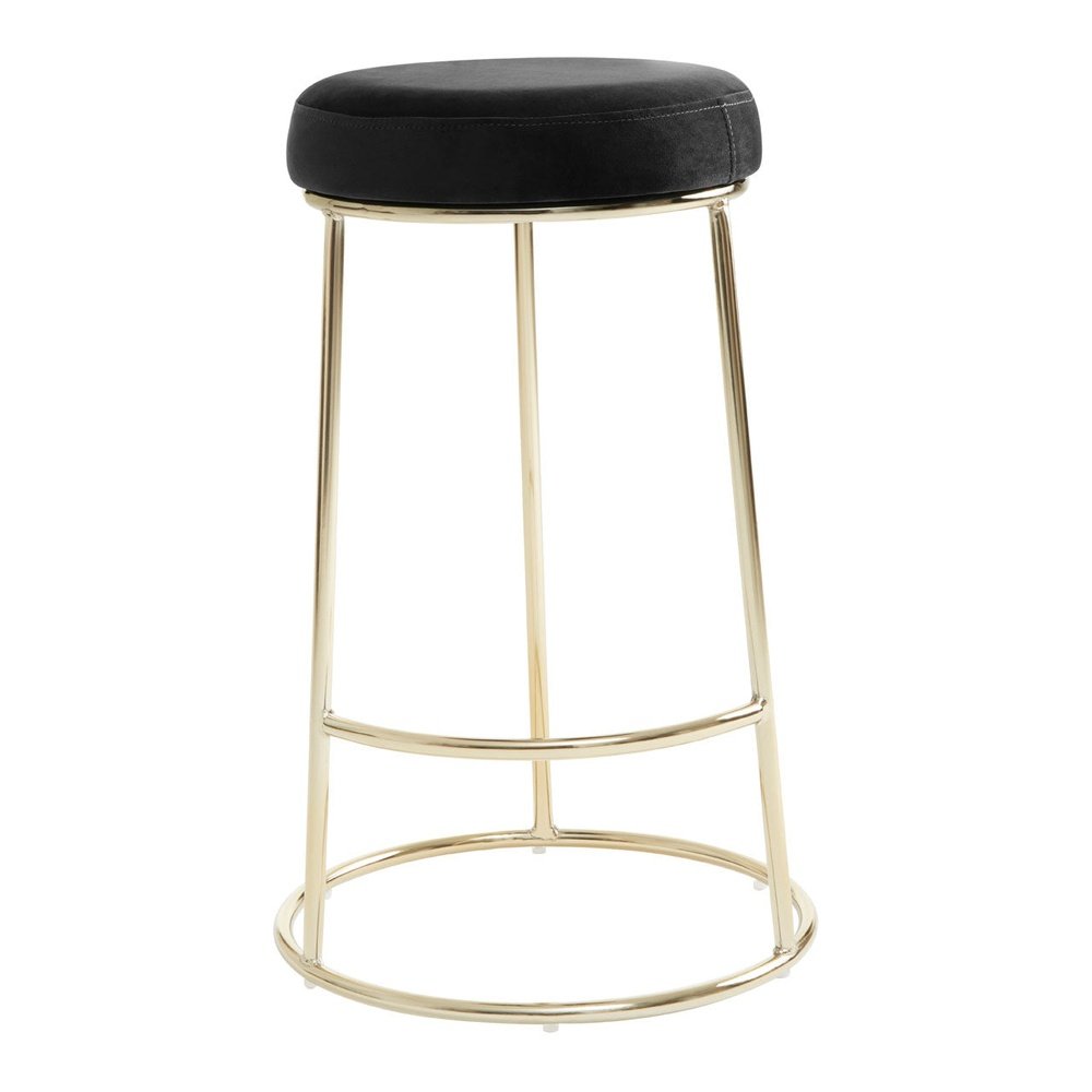 Minerva Velvet Bar Stool - Black & Gold Premier 1