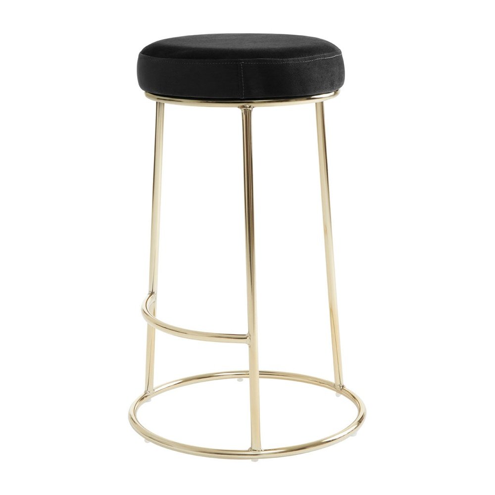Minerva Velvet Bar Stool - Black & Gold Premier 5