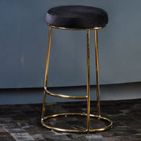 Olivia's Minerva Bar Stool in Black Velvet & Gold