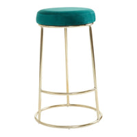 Olivia's Minerva Bar Stool in Emerald Green Velvet & Gold