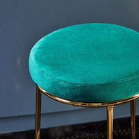 Olivia's Minerva Bar Stool in Emerald Green Velvet & Gold