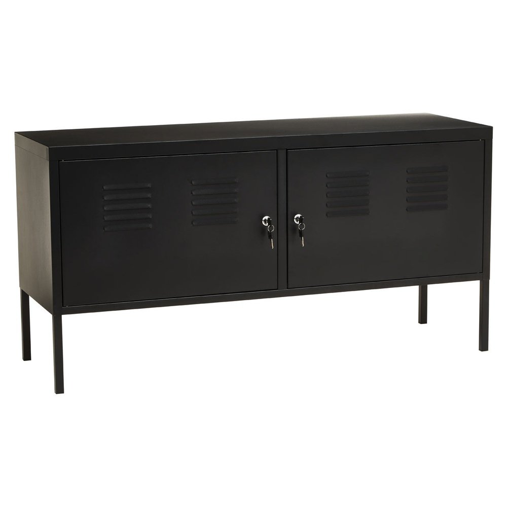 Olivia's Asher 2 Drawer Metal Lockable Cabinet in Black