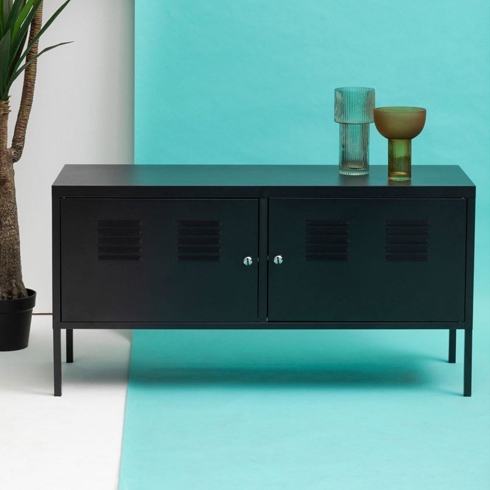 Olivia's Asher 2 Drawer Metal Lockable Cabinet in Black