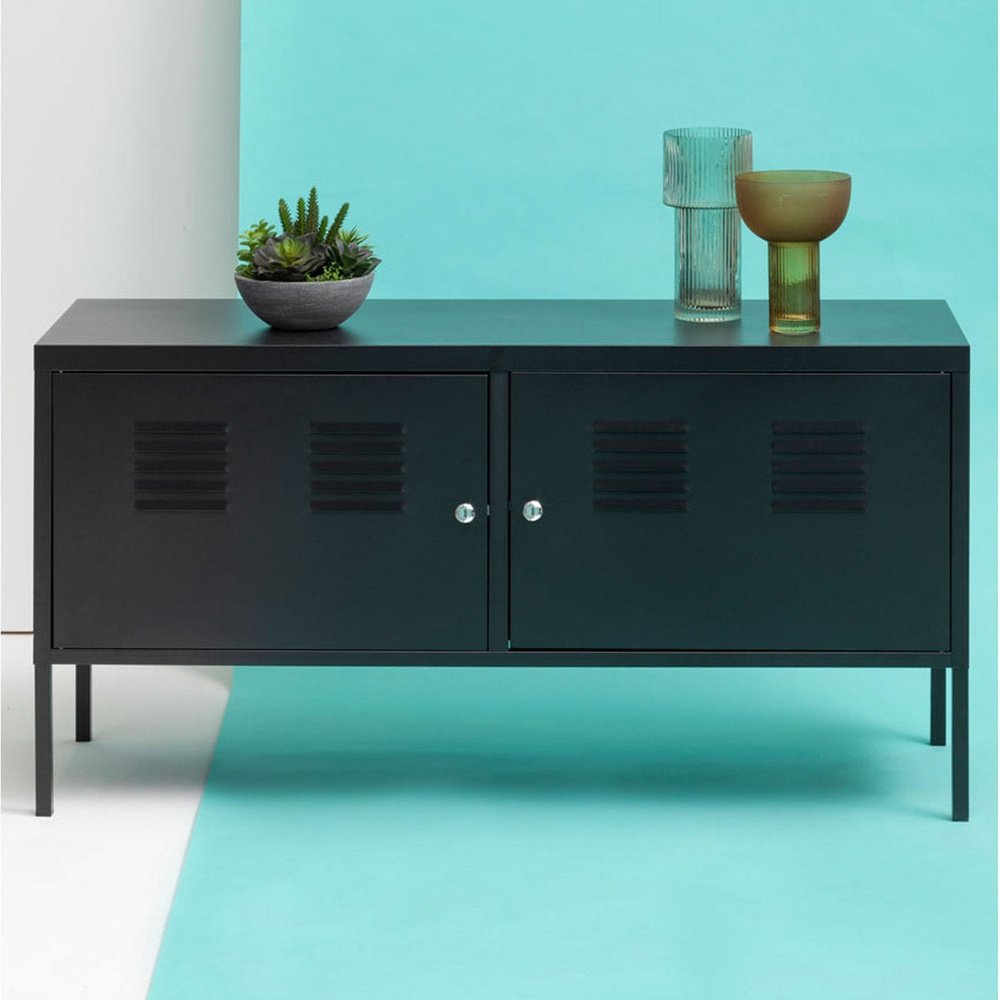 Olivia's Asher 2 Drawer Metal Lockable Cabinet in Black