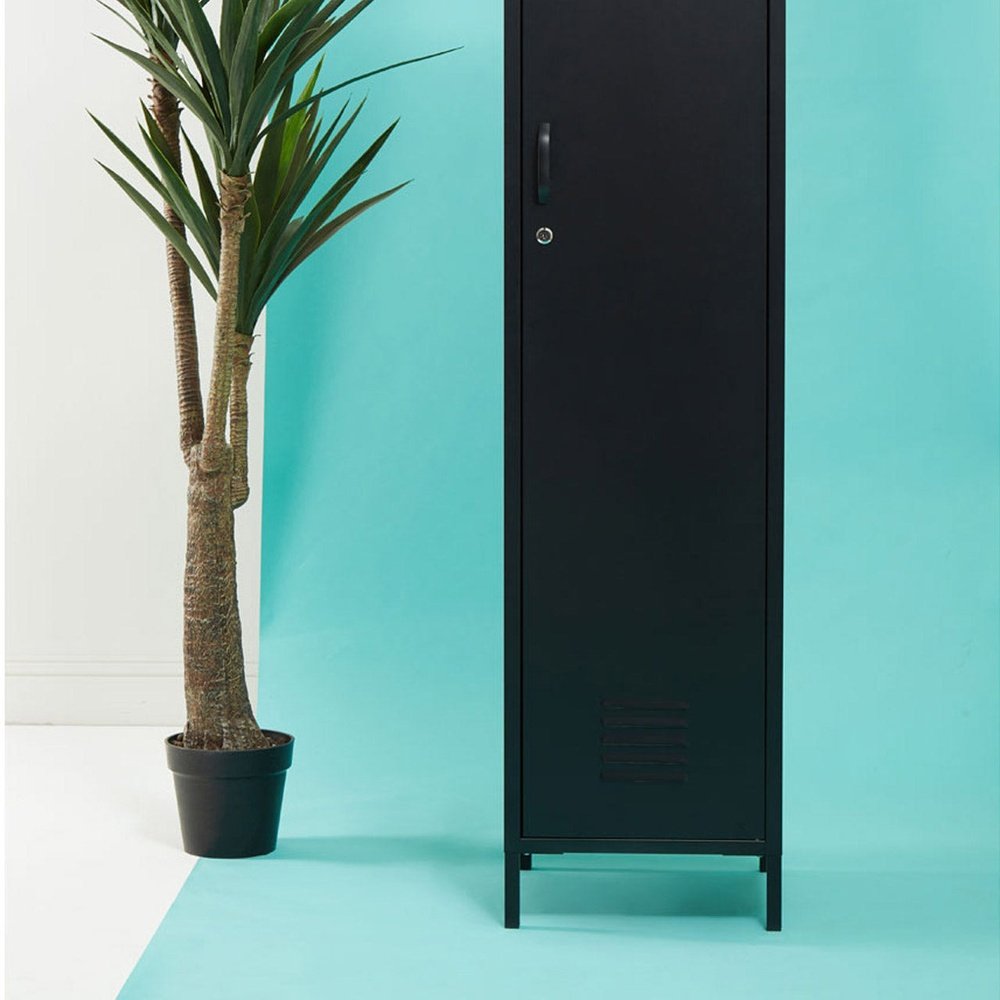 Olivia's Asher 1 Tall Drawer Metal Lockable Cabinet in Black