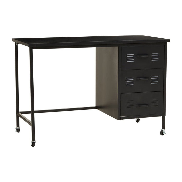 Asher 3 Drawer Metal Desk with Wheels - Black Premier 6