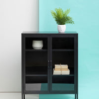 Olivia's Soft Industrial Collection - Ariella Two Door Cabinet in Black