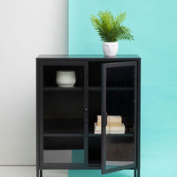 Olivia's Soft Industrial Collection - Ariella Two Door Cabinet in Black