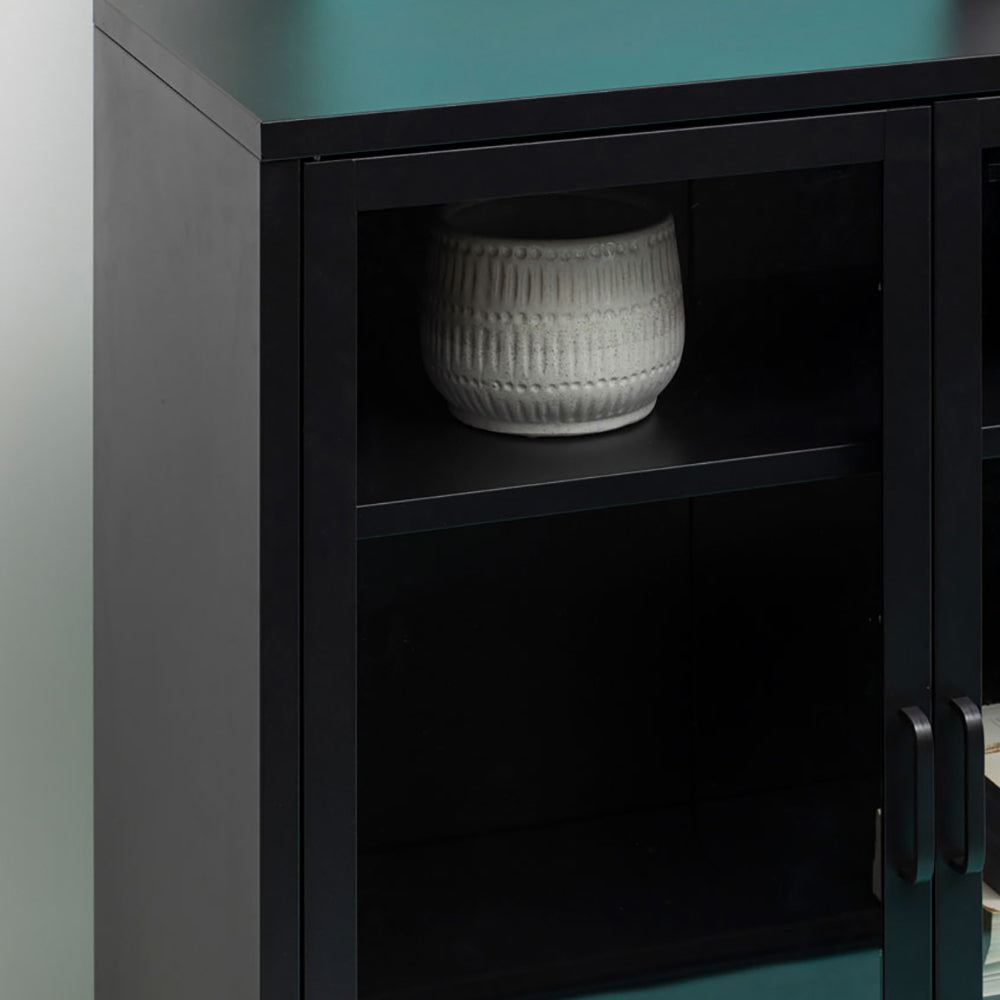Olivia's Soft Industrial Collection - Ariella Two Door Cabinet in Black
