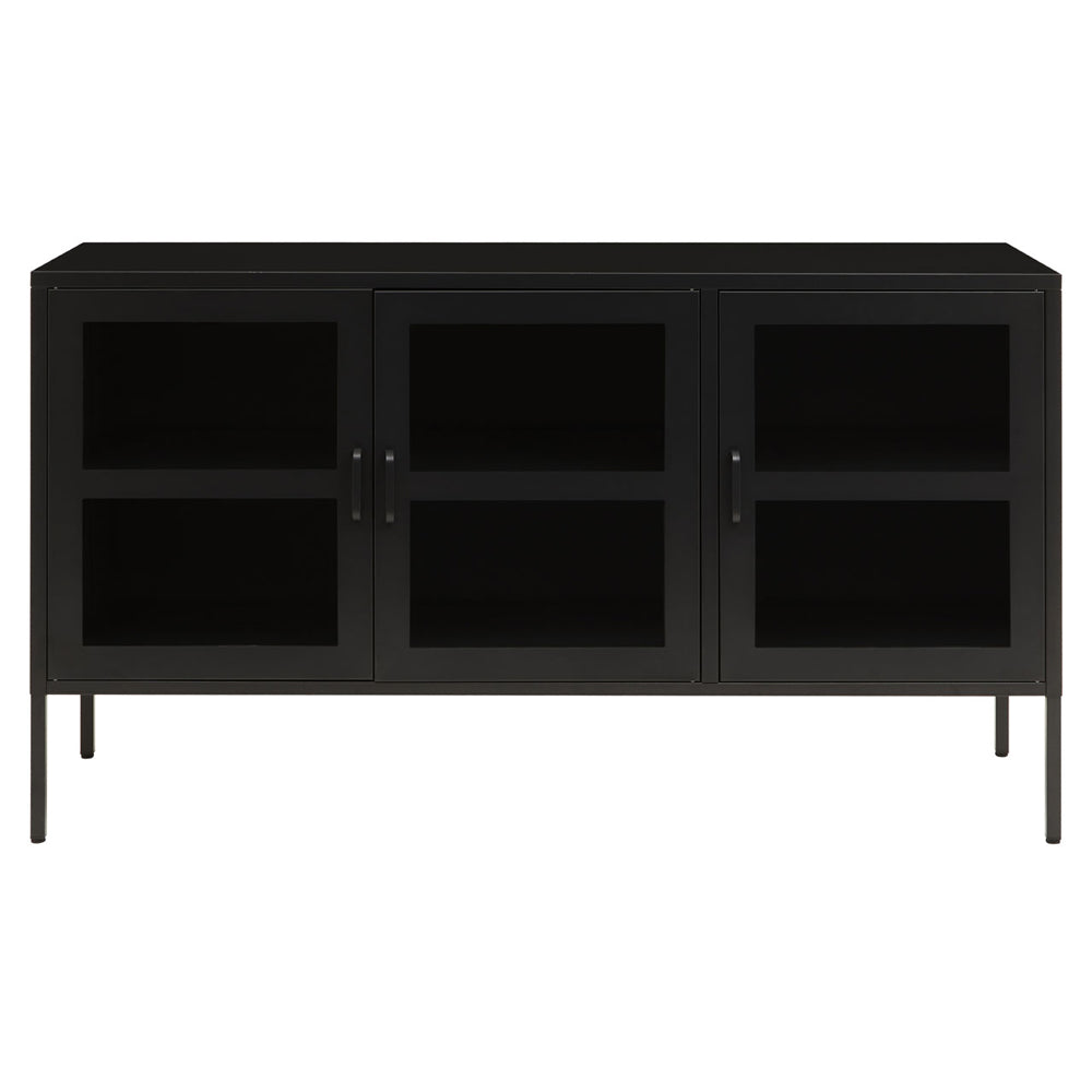 Olivia's Soft Industrial Collection - Ariella Three Door Sideboard in Black