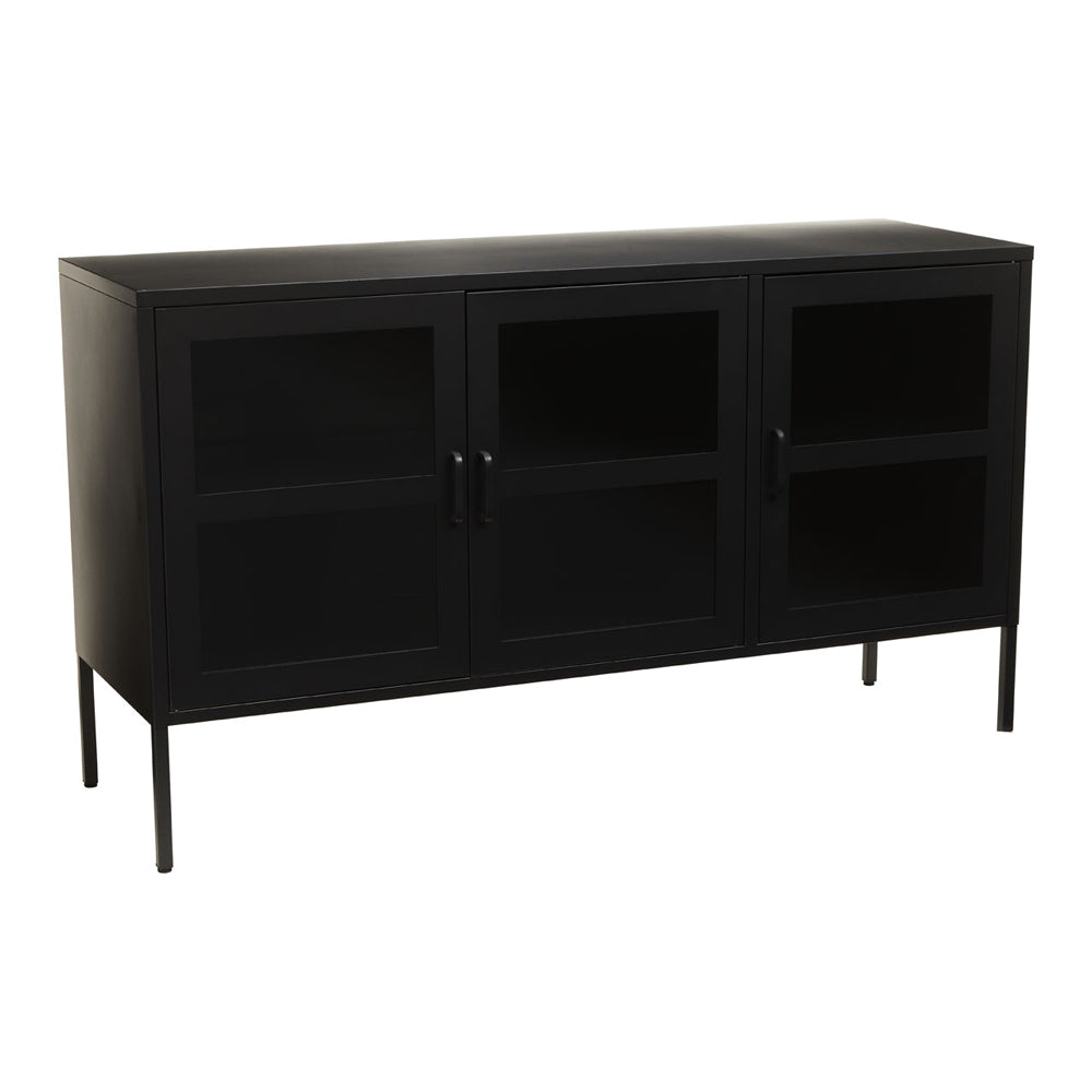 Olivia's Soft Industrial Collection - Ariella Three Door Sideboard in Black