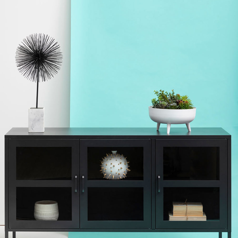 Olivia's Soft Industrial Collection - Ariella Three Door Sideboard in Black