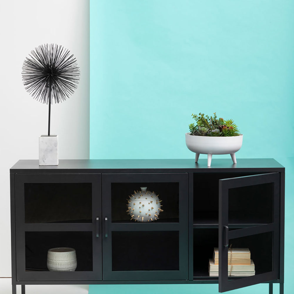 Olivia's Soft Industrial Collection - Ariella Three Door Sideboard in Black