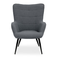 Olivia's Scarlett Accent Chair in Grey Fabric & Black Legs