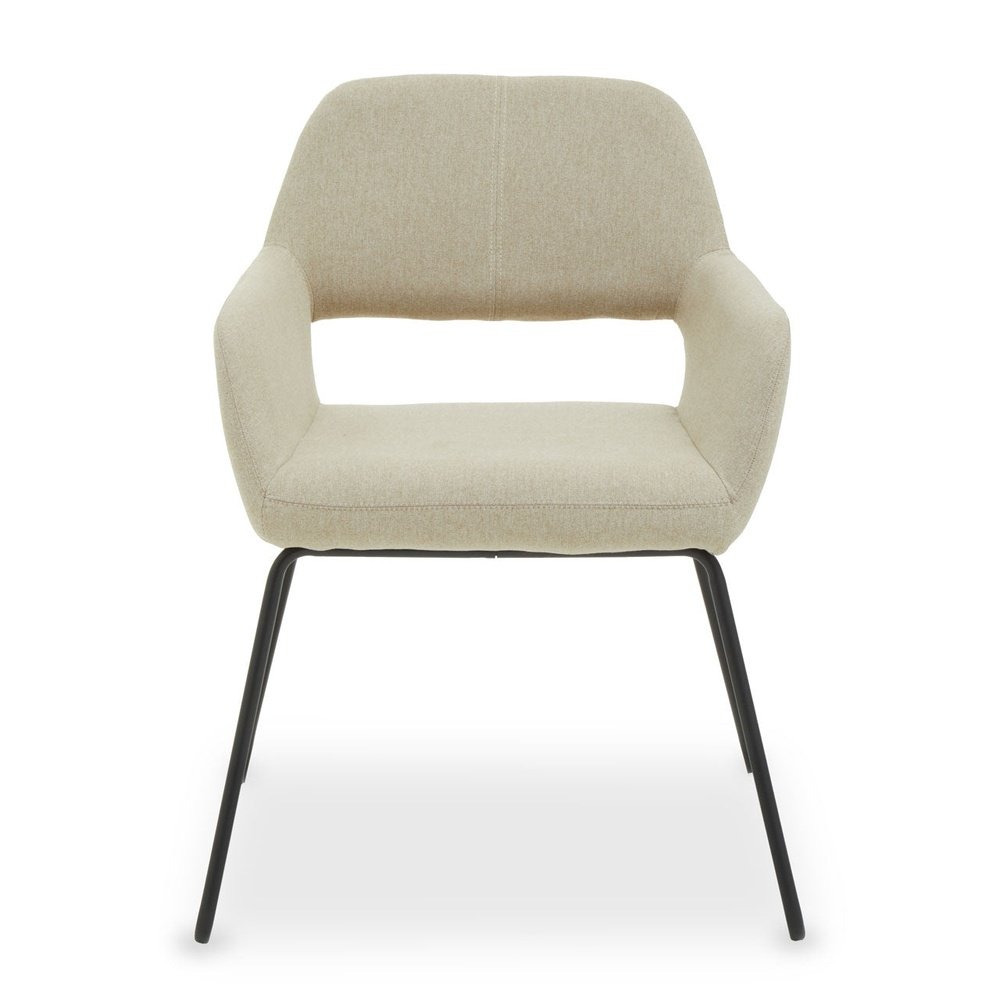 Olivia's Sonny Dining Chair in Natural Fabric & Black Legs