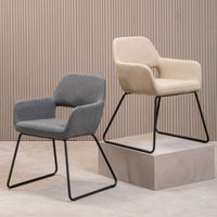 Olivia's Sonny Dining Chair in Natural Fabric & Black Legs