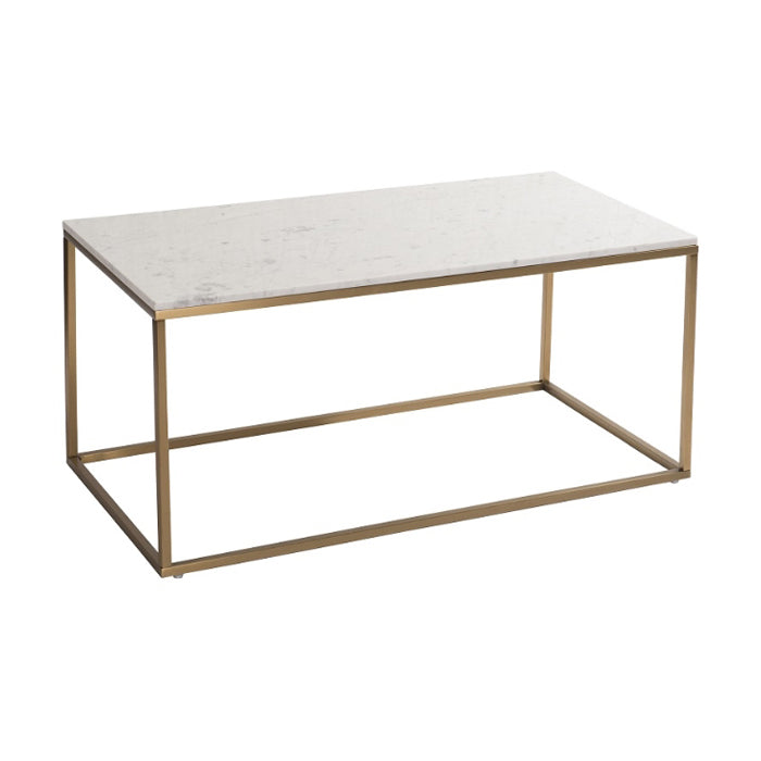 RV Astley Faceby Coffee Table White And Brushed Gold