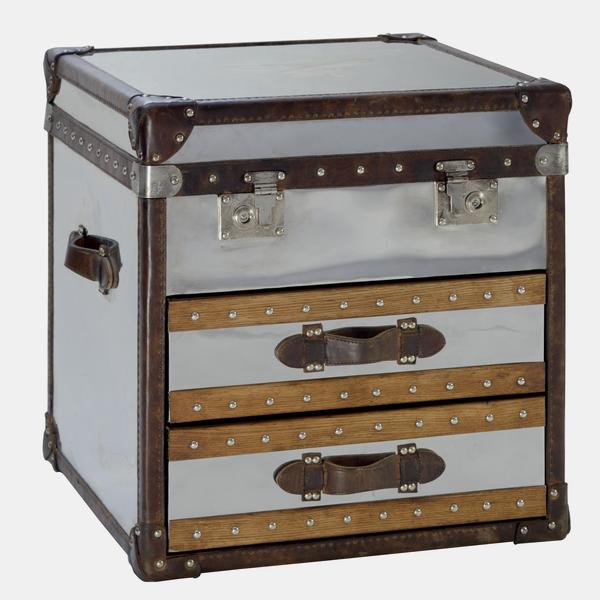 Andrew Martin Livingstone Steamer Trunk with metal and leather. 