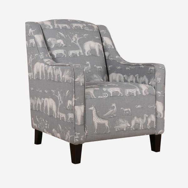 Andrew Martin Kingdom Armchair Storm in Grey. Made from Fabric and wood. 