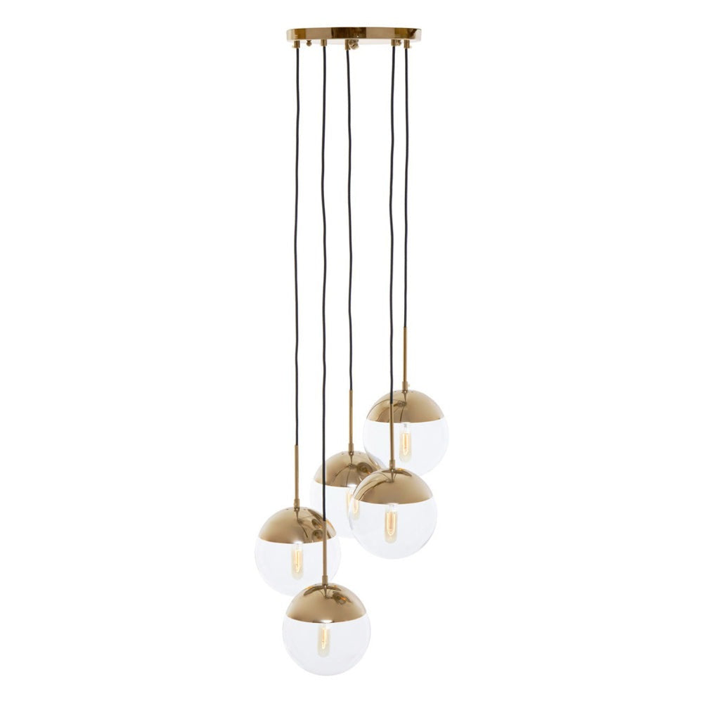 Olivia's Soft Industrial Collection - Reve Five Pendant Lights in Gold Finish