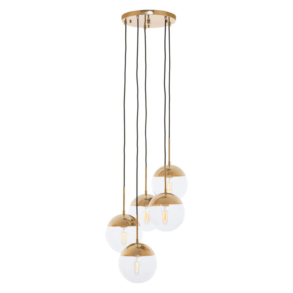 Olivia's Soft Industrial Collection - Reve Five Pendant Lights in Gold Finish