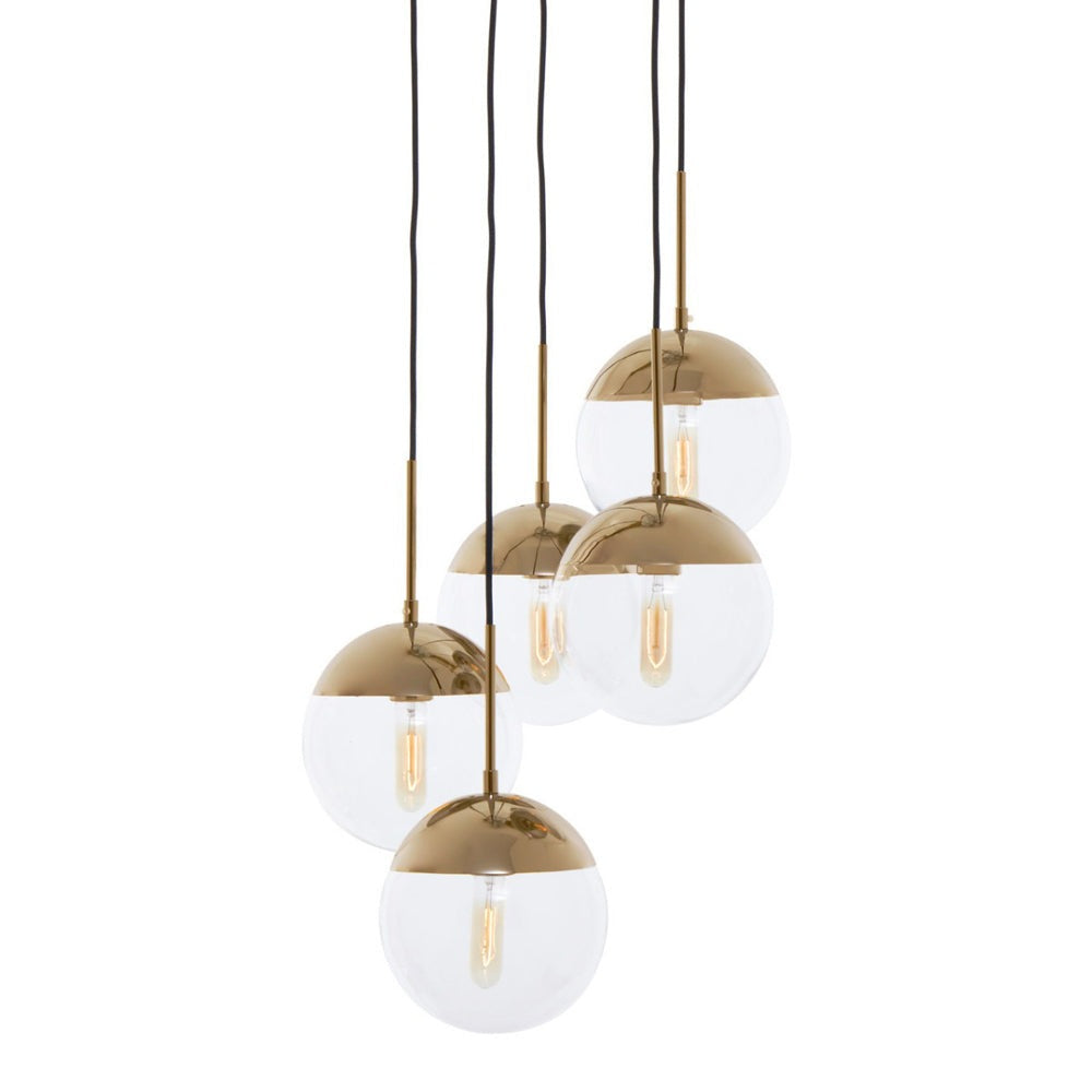 Olivia's Soft Industrial Collection - Reve Five Pendant Lights in Gold Finish