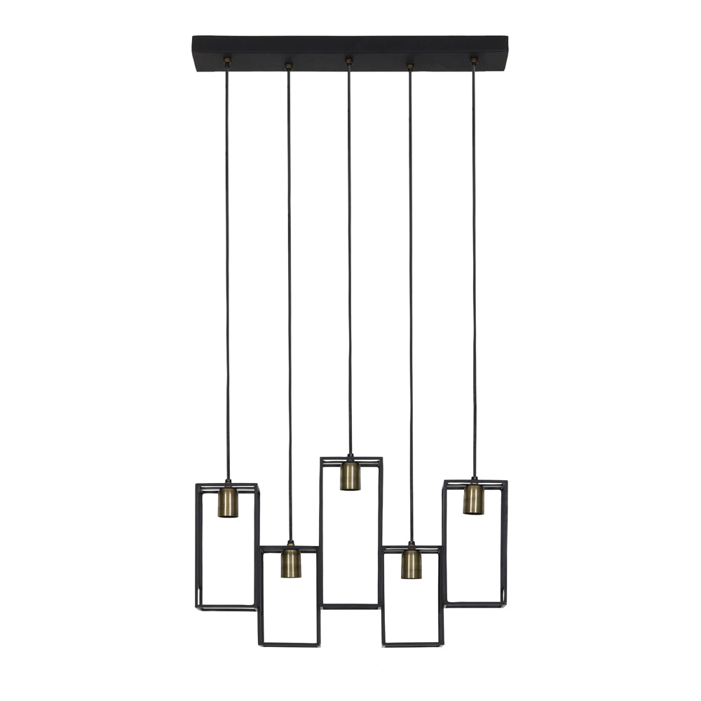 Light & Living Marley 5 Lamp Pendant Matt Black And Antique Bronze