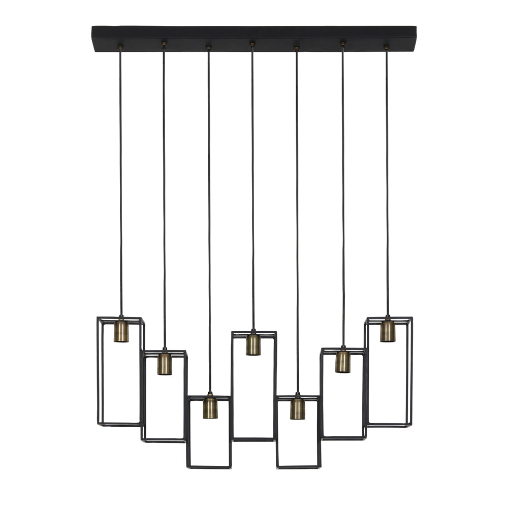 Light & Living Marley 7 Lamp Pendant Matt Black And Antique Bronze