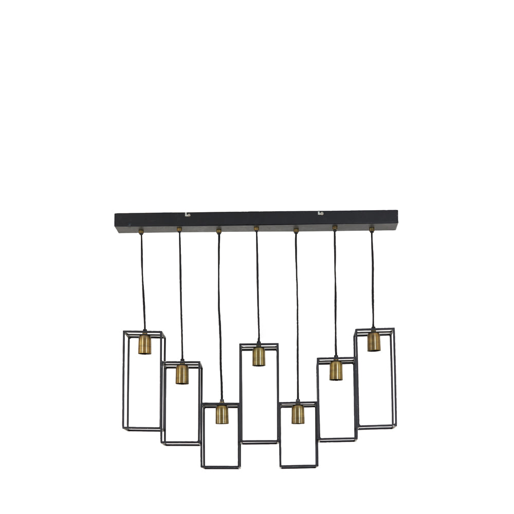 Light & Living Marley 7 Lamp Pendant Matt Black And Antique Bronze